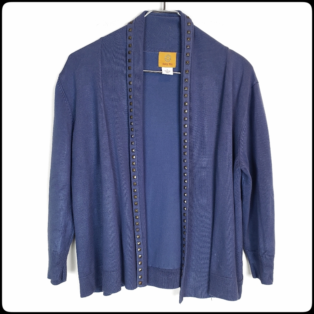 Ruby Rd. Periwinkle Blue Studded Long Sleeved Car… - image 1
